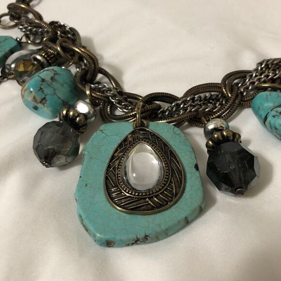 Laura Ashley turquoise beaded statement necklace - Picture 6 of 8